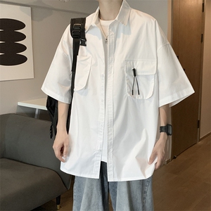 短袖衬衫男日系复古工装口袋衬衣潮牌宽松休闲外套CS01260-P38图片