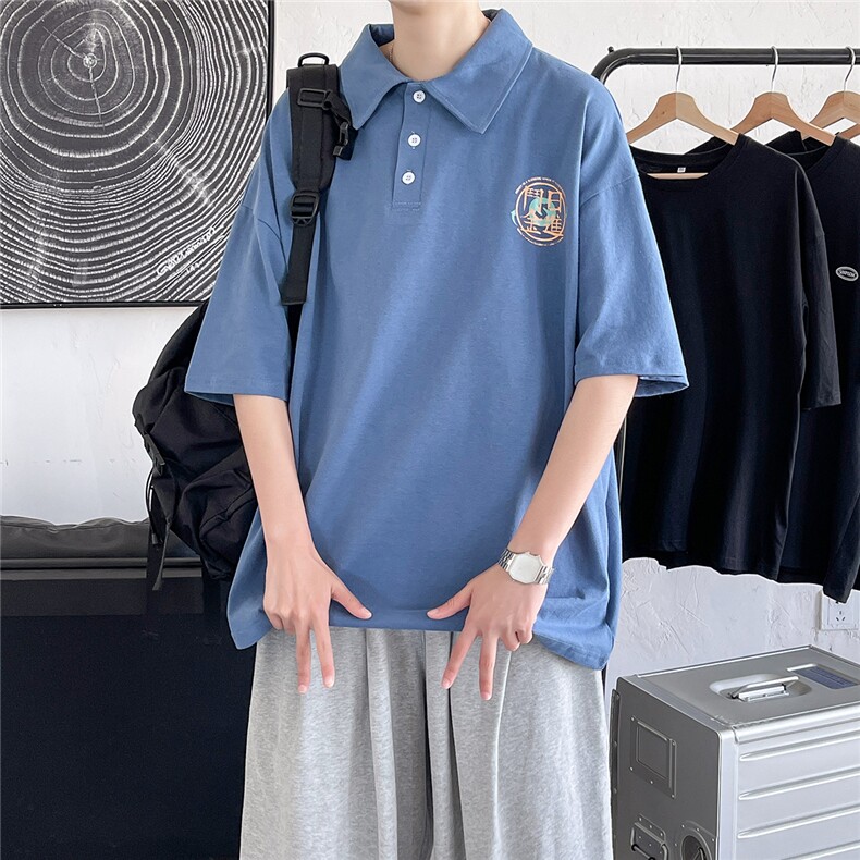 港风polo衫休闲潮大码情侣男女风翻领短袖T恤DP7034P35控,男装Polo衫,星座227-7