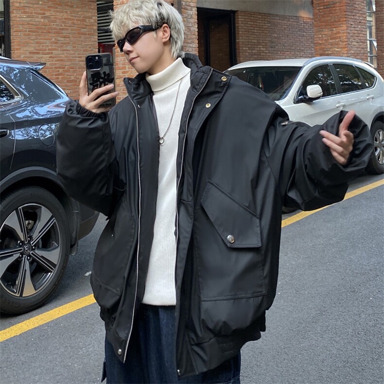 pu皮棉衣男冬季新款加厚棉服宽松面包服棉袄 M7166 P135 控168图片