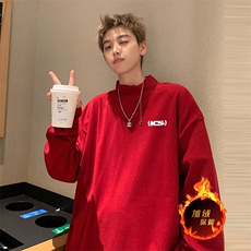 一件过冬重磅保暖针织衫德绒加绒加厚卫衣半高领打底长袖T恤DR69，男装T恤，电商A486