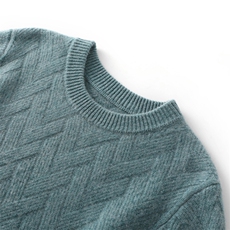 时尚男士纯色圆领长袖休闲简约羊毛衫舒适保暖百搭潮流，男装羊毛衫，雅邦羊绒