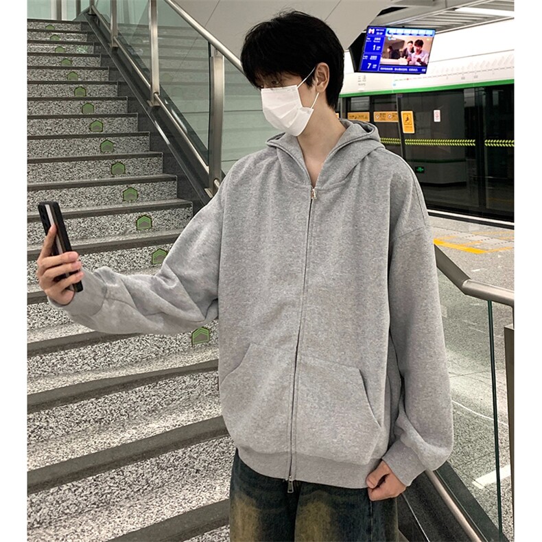 抖音得物高品质二开350克秋冬双头双拉链卫衣开衫外套W74，男装卫衣，电商A486