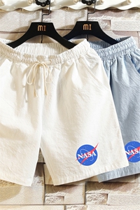 YD33252-P25NASA 亚麻短裤男大码棉麻五分裤男中裤沙滩裤 砖墙图片