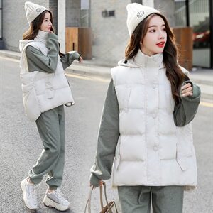 2020冬装新款棉服女短款韩版三件套马甲套装女图片
