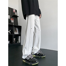 美式高街vibe裤子牛仔裤男设计感工装微喇直筒牛仔裤N6320-P48，男装牛仔裤，星座1001-1