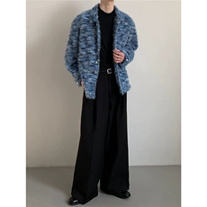 得物二开高街混色仿马海毛衬衫痞帅香风垫肩衬衣外套JK1286-P90，男装衬衫，星座1103-3