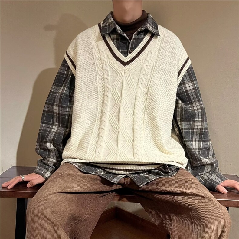 美式街头设计感男慵懒风休闲针织衫背心马甲鹿毛绒R0146P40,男装针织衫/毛衣,星座1116-2