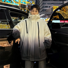 渐变三防户外冲锋衣内里600克仿兔毛潮牌棉衣XZ301AY08P128，男装棉衣，星座301A
