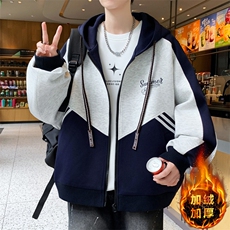 美式开衫秋冬季外套男宽松潮流帅气加绒加厚夹克冬A436-6802-P90，男装夹克，电商A436