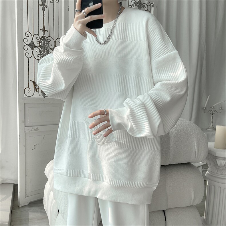 肌理感cleanfit圆领卫衣男春秋季高级感潮牌痞帅宽松潮流百搭衣服,男装卫衣,电商A141