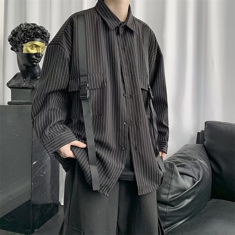 条纹衬衫男韩版潮流高街帅个性2023春秋新款ins宽松外套CY027-P36图片