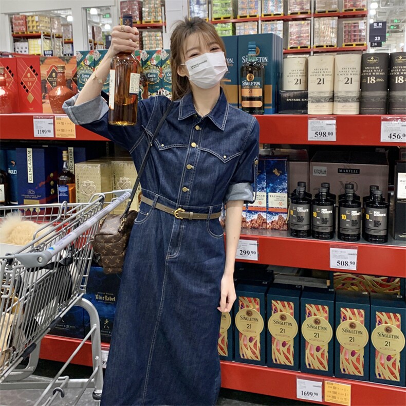 【档口现货】2024秋装新款牛仔休闲连衣裙266-P130-K180,女装连衣裙,多米2-075