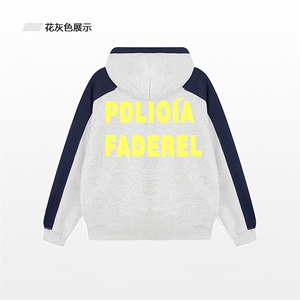 抖音得物供货 提供视频 秋冬重磅美式宽松接拼连帽卫衣3210图片