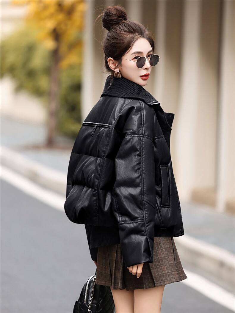 高端时尚柔软蛋白皮90白鸭绒羽绒服女2025冬季新款女显瘦皮衣外套,女装羽绒服,意芙