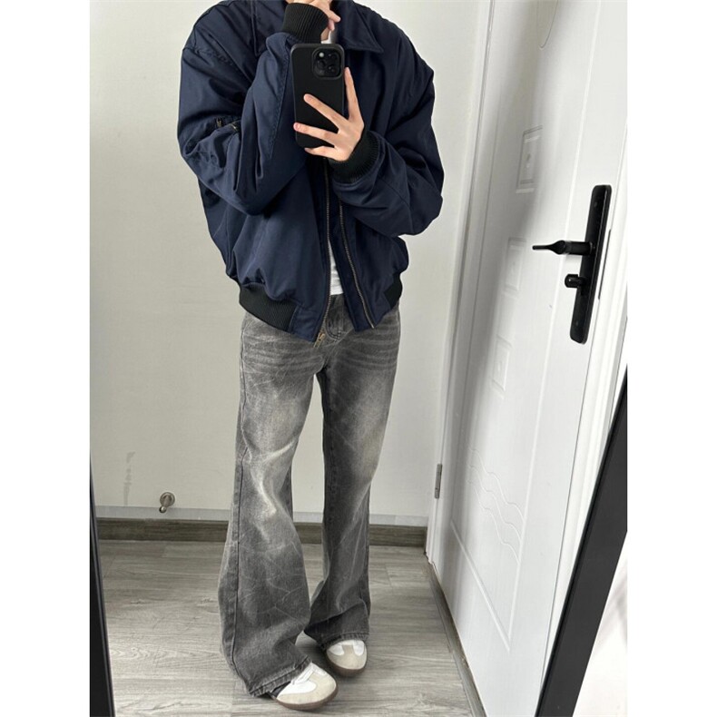 【有货】cleanfit藏青短款外套男美式高街飞行员夹克P15LL-特P55图片