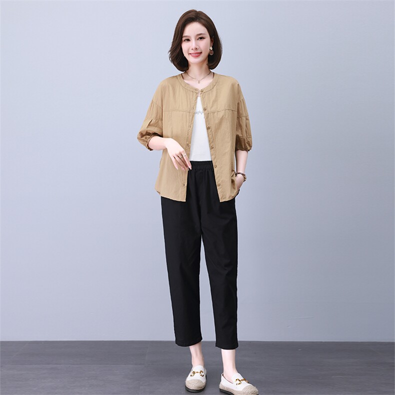 时尚休闲拼接套装女宽松显瘦气质百搭两件套,女装套装/套裙,叶笙衣