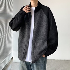 秋冬新时尚风碳素磨毛拼色设计休闲宽松毛衣重磅针织开衫M279，男装针织衫/毛衣，星座1116A-1（原606A）