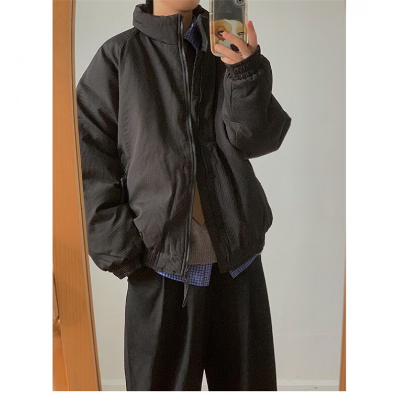 美拉德竖条纹男女棉衣宽松加厚立领面包服外套保暖棉服冬 MA528图片