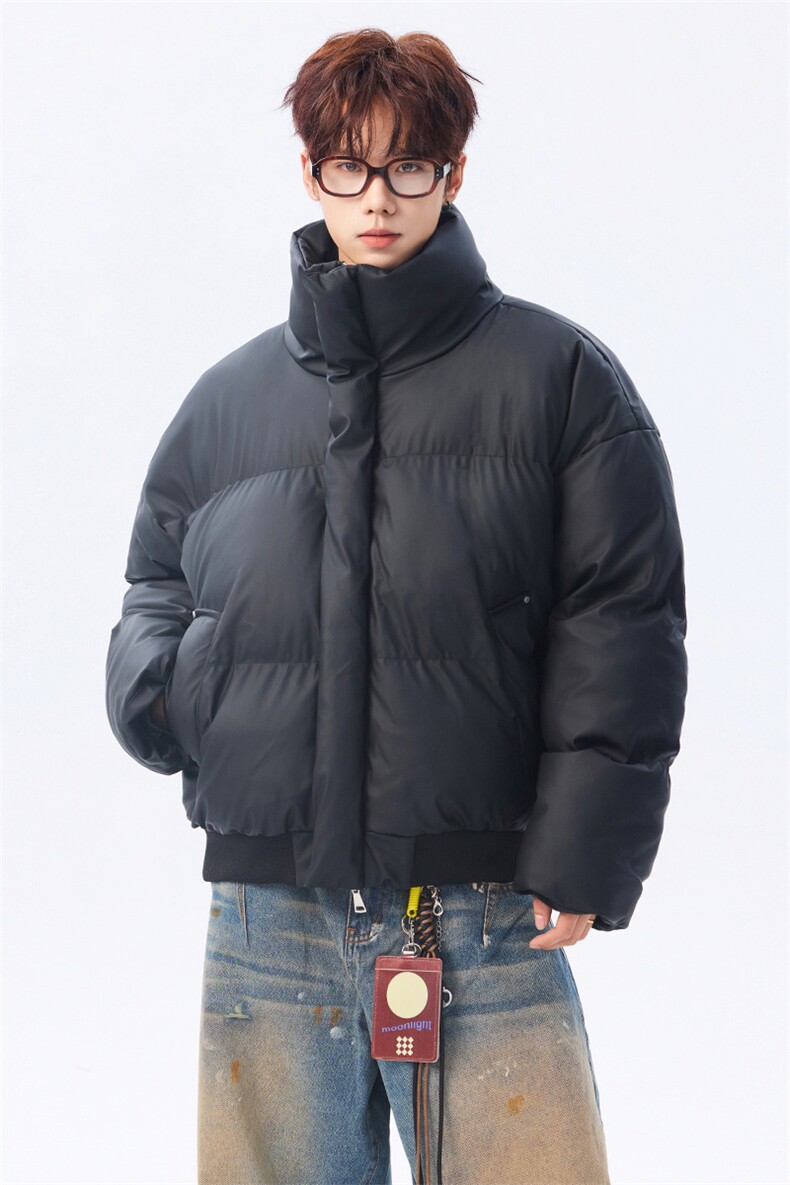 支持二开立领PU皮棉服男短款棉衣外套宽松面包服M810-P75,男装棉衣,电商A441