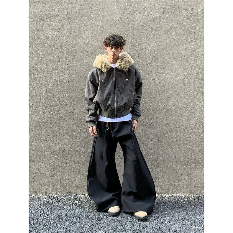 美式复古毛领座山雕棉服外套男冬季新款潮牌高级感加厚派克服棉衣,男装棉衣,星座506A