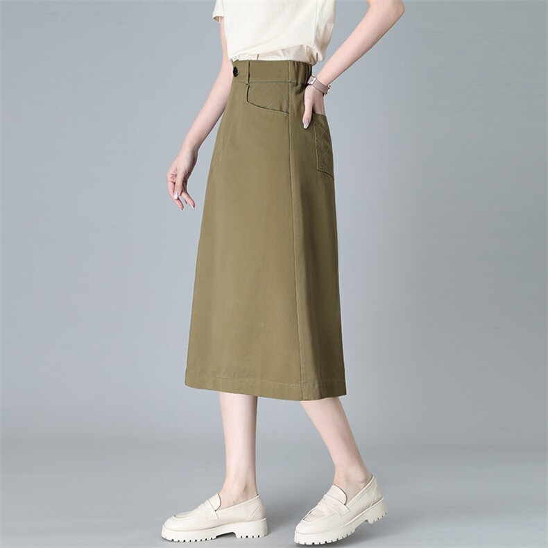 2024年夏季纯色纯棉刺绣半身裙885款，女装半身裙，秋牧寒烟