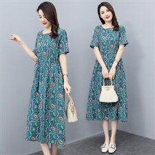 2022年夏季新款抽绳修身时尚印花连衣裙，女装连衣裙，香香