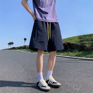 男士夏季新款潮流美式复古短裤薄款宽松透气速干运动五分裤子图片