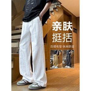舒适直筒长裤百搭纯棉工装裤显瘦显高坠感 K672特批4888图片