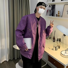 ,潮街头复古拉链口袋麂皮夹克秋冬男同款外套HT24-P83，男装夹克，星座1109-3