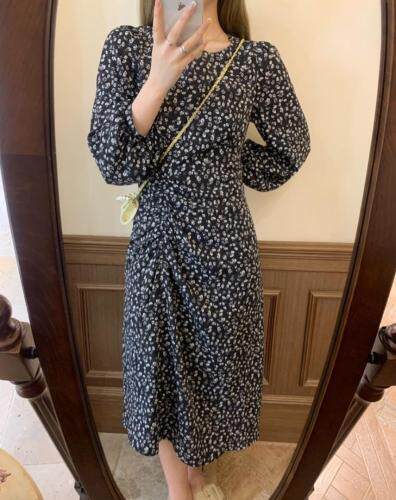 秋季新款碎花连衣裙现货，女装连衣裙，独屿