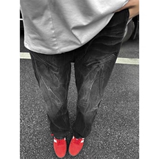 牛仔裤男直筒宽松阔腿美式高街风裤设计感长裤男装牛仔裤NZK9150，男装牛仔裤，星座302B-2