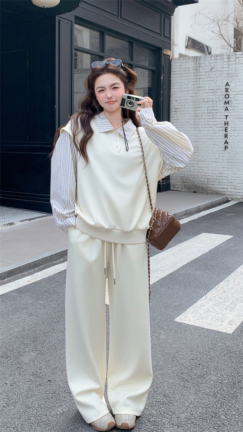 2026新款假两件条纹卫衣套装P175-K288,女装套装/套裙,2C299