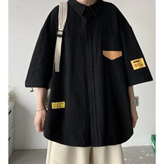日系短袖衬衫男款夏薄款宽松休闲百搭衬衣凉感港风上衣LS2202P34，男装衬衫，星座1013-5