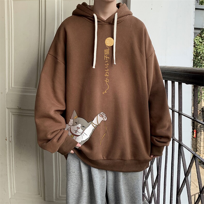 纯棉连帽卫衣男大码运动帽衫宽松薄WY2013-P35加绒款-P40,男装卫衣,电商A040