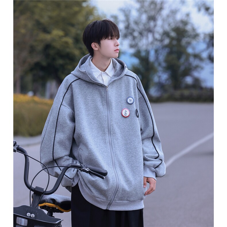 2025春 胸针款男连帽开衫卫衣WY841/P80控118-面布100棉底布100涤图片