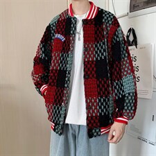 小香风格子夹克男复古潮流宽松休闲情侣款外套上衣W3657-P85，男装夹克，星座512-2
