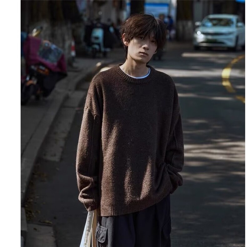 3155-P53新款简约质感毛衣男秋冬季新款慵懒风日系文艺原,男装针织衫/毛衣,电商B323A
