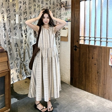 波西米亚度假风印花连衣裙女2025夏季新款法式复古气质无袖背心裙，女装连衣裙，2C159