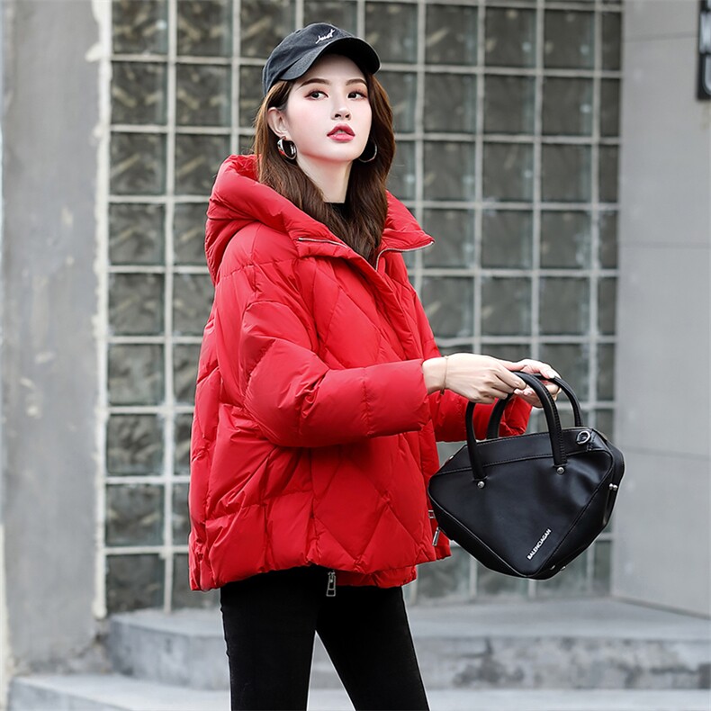 时尚百搭显瘦短款连帽羽绒服女冬季新款轻薄保暖外套,女装羽绒服,阿舍尔精品