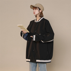 中性风小牛津上衣夹克宽松落肩拼色棒球服外套XZ214-8 JK701-P65图片
