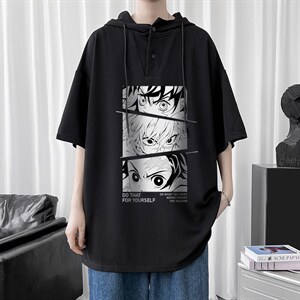 LD54176-P45连帽短袖t恤男大码胖子带帽五分袖中袖,中胖穿衣服搭配图片