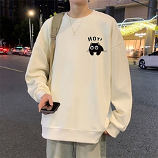 W561加绒P45卫衣圆领长袖打底衫套头宽松无帽外套卡通印花，男装卫衣，星座304A-1