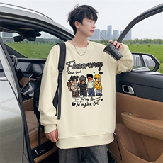 W563卫衣男秋冬新款美式宽松圆领上衣大码男生休闲无帽长袖外套，女装短外套，星座304A
