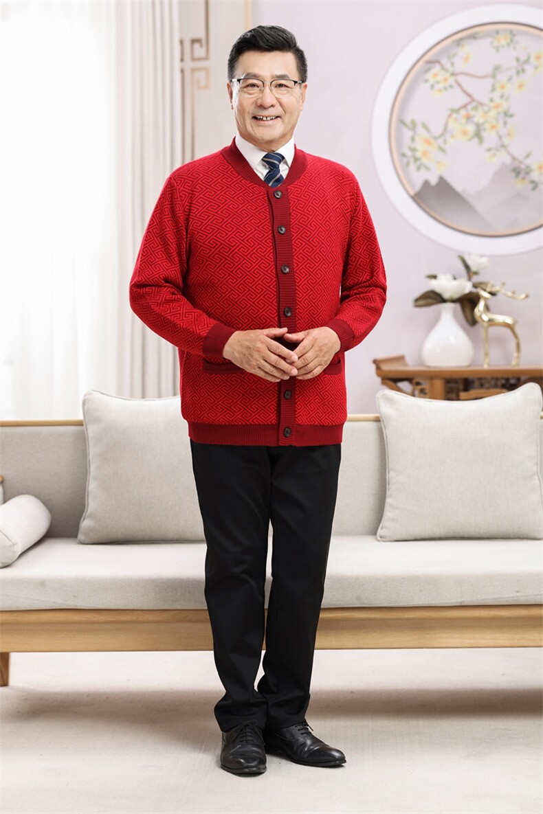 中老年女装羊毛外套秋冬保暖舒适优雅长袖开衫弹力袖口设计百搭,女装中老年女装,思涛羊绒