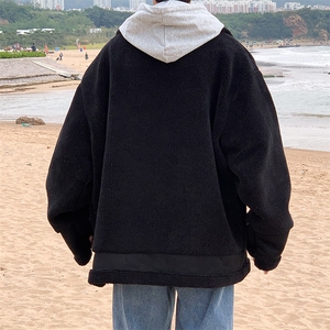 冬季韩版男潮流加厚宽松短款衣帅气翻领夹克羊羔绒保暖休闲外套图片