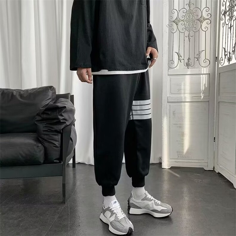 卫裤男夏季韩版潮流条纹拼接束脚休闲裤P20,男装休闲裤,星座1116-2