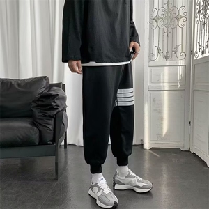 卫裤男夏季韩版潮流条纹拼接束脚休闲裤P20图片