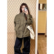 秋新款美式复古工装外套女宽松气质户外运动立领夹克J8318，男装夹克，星座1116A（原606A-3）