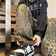 春秋冬复古重水洗军绿色重磅帆布工装豹纹休闲裤子男GK3115-P59，男装工装外套，星座302B