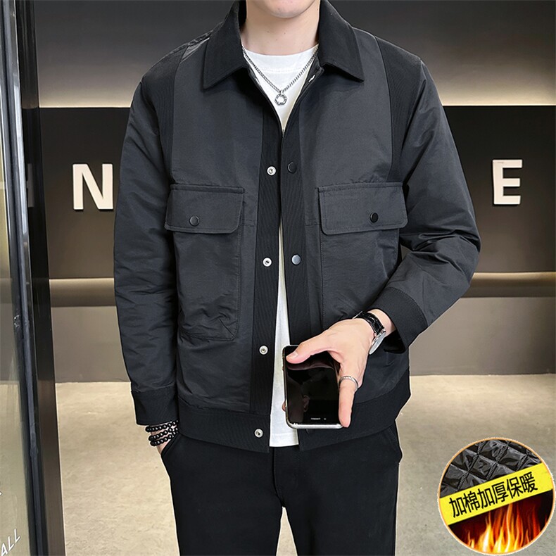 加棉加厚夹克外套男2025新款秋冬季拼接潮牌 A313-89601-P145图片
